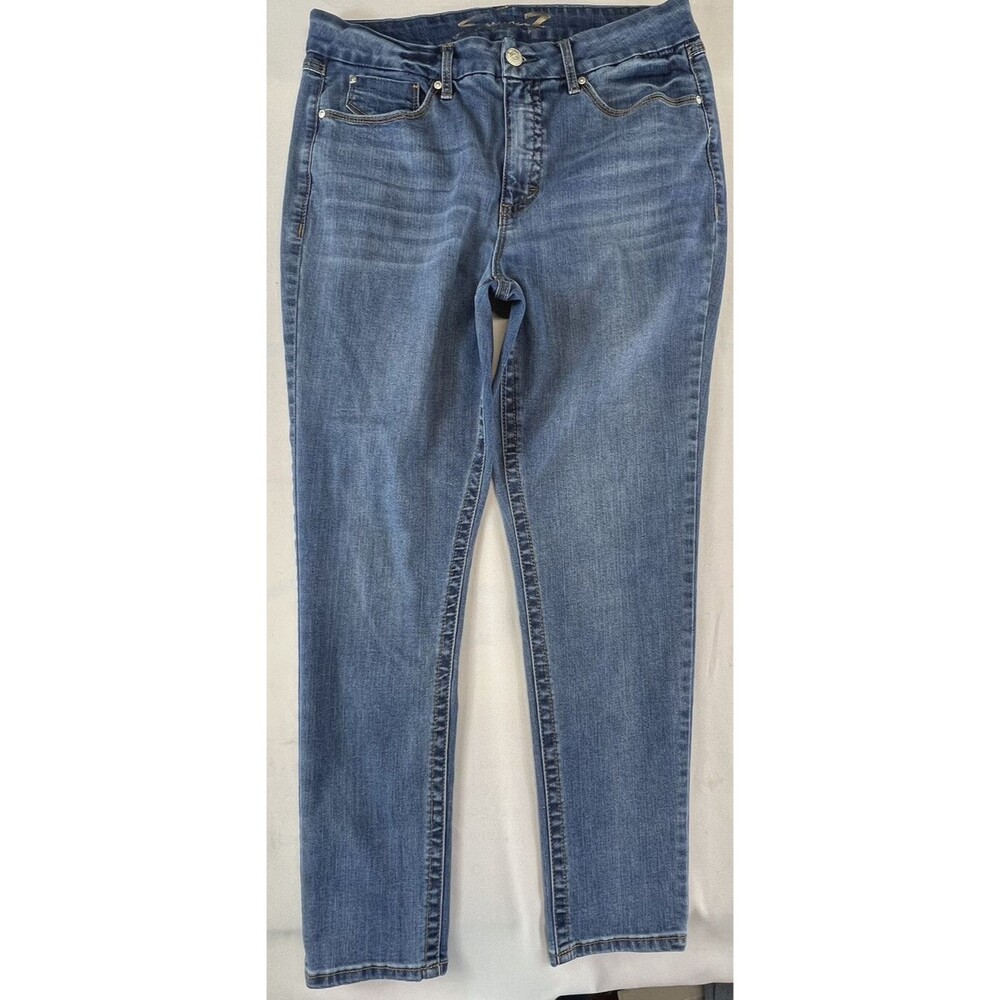 Seven7 Womens Size 14 Medium Wash Tummyless High-Rise Skinny Denim Blue Jeans